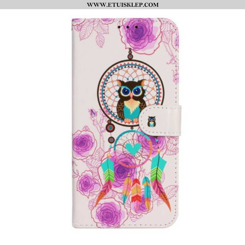 Etui Folio do iPhone 13 Mini z Łańcuch Mandala W Paski Z Sową